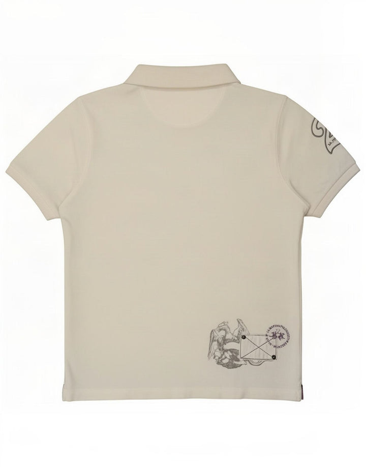 La Martina Herre grafisk poloshirt Medium hvid bomuld