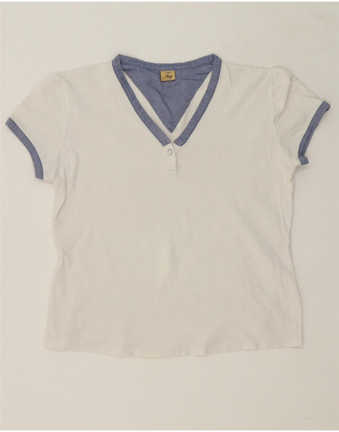 FLY Womens Crop Blouse Top UK 14 Medium White Vintage Fly and Second-Hand Fly from Messina Hembry 
