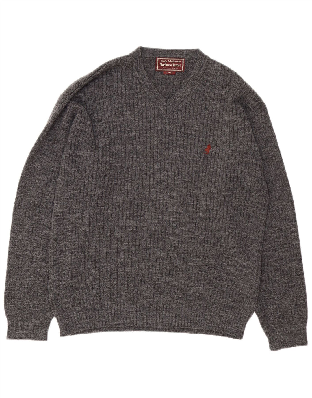 Marlboro Classics Herre V-hals sweater Stor grå uld