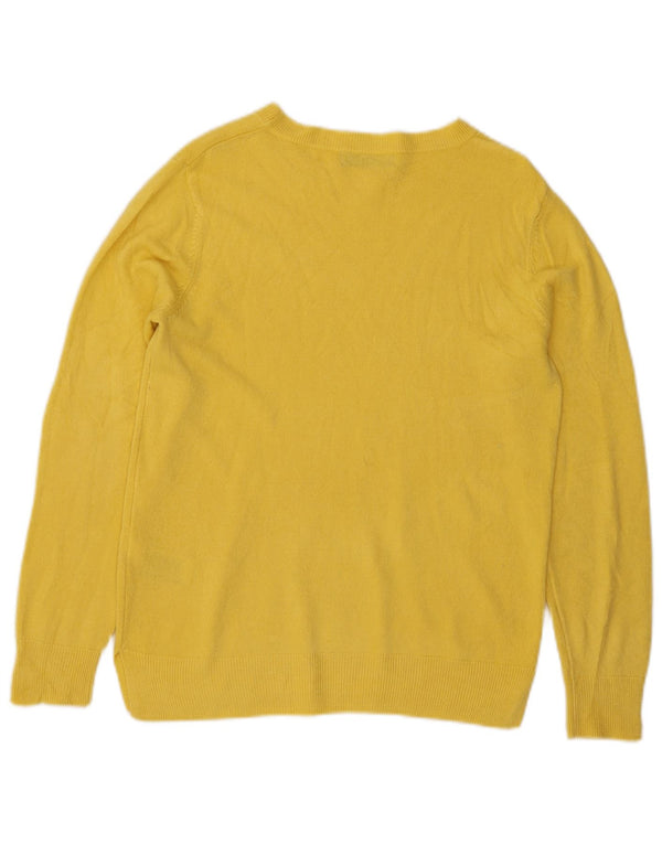 Marks & Spencer Dame Boat Neck Jumper Sweater UK 12 Medium Yellow Acryl