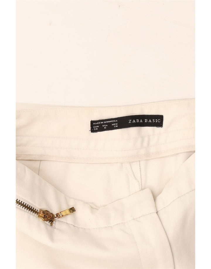 Zara Dame Slim Cropped Trousers EU 38 Small W28 L26 White