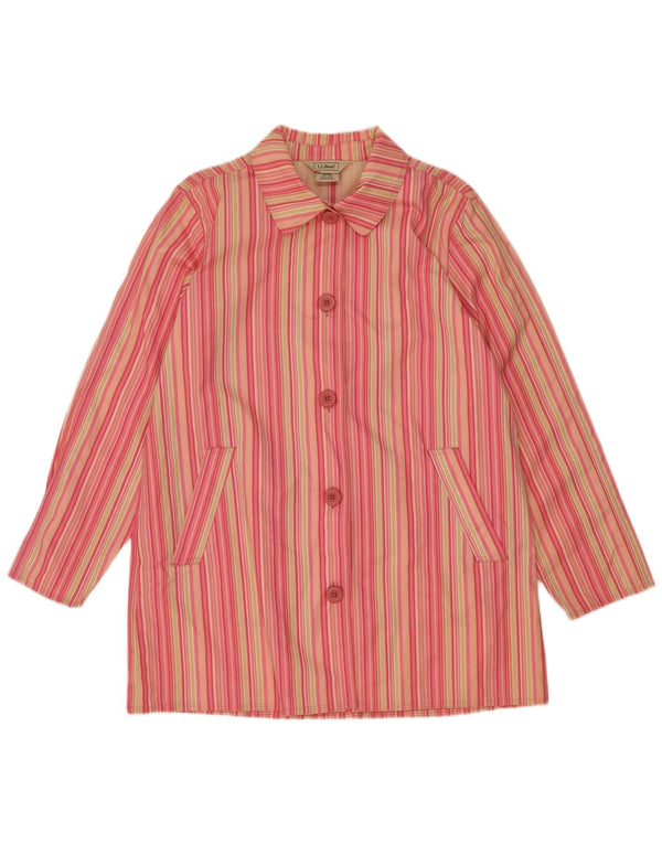 L.L.Bean Womens Petite 5 Button Blazer Jacket UK 14 Medium Pink Striped