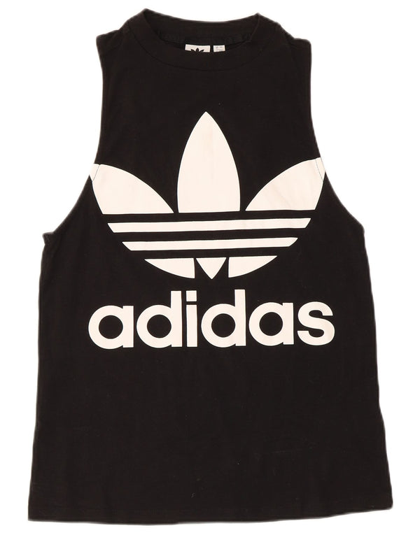Adidas Dame Grafisk Vest Top UK 8 Small Black Bomuld