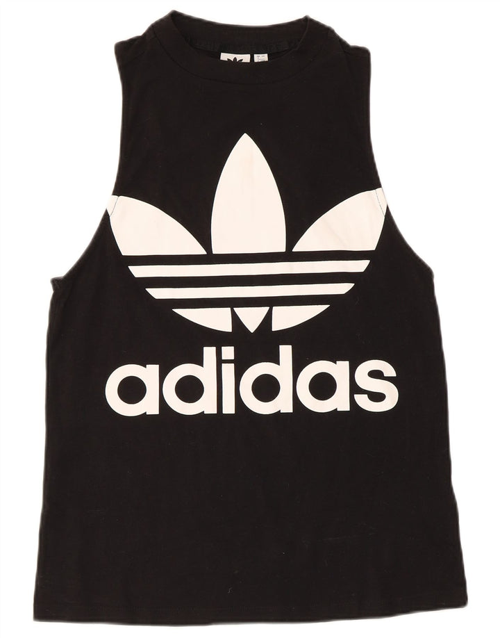 Adidas Dame Grafisk Vest Top UK 8 Small Black Bomuld