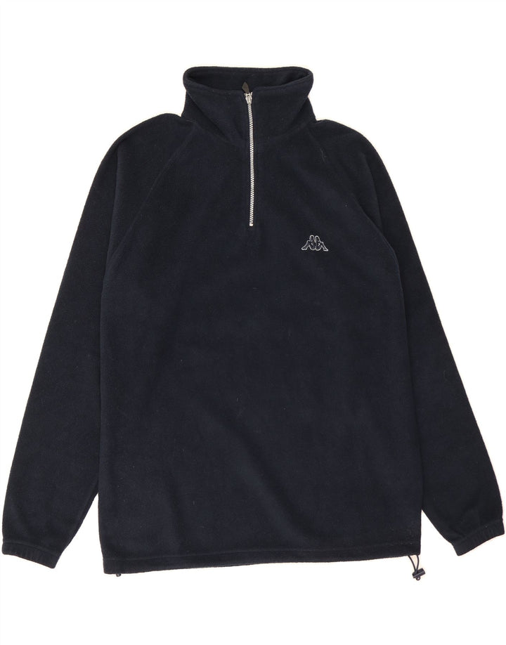 KAPPA Mens Zip Neck Fleece Jumper Medium Navy Blue Polyester Vintage Kappa and Second-Hand Kappa from Messina Hembry 