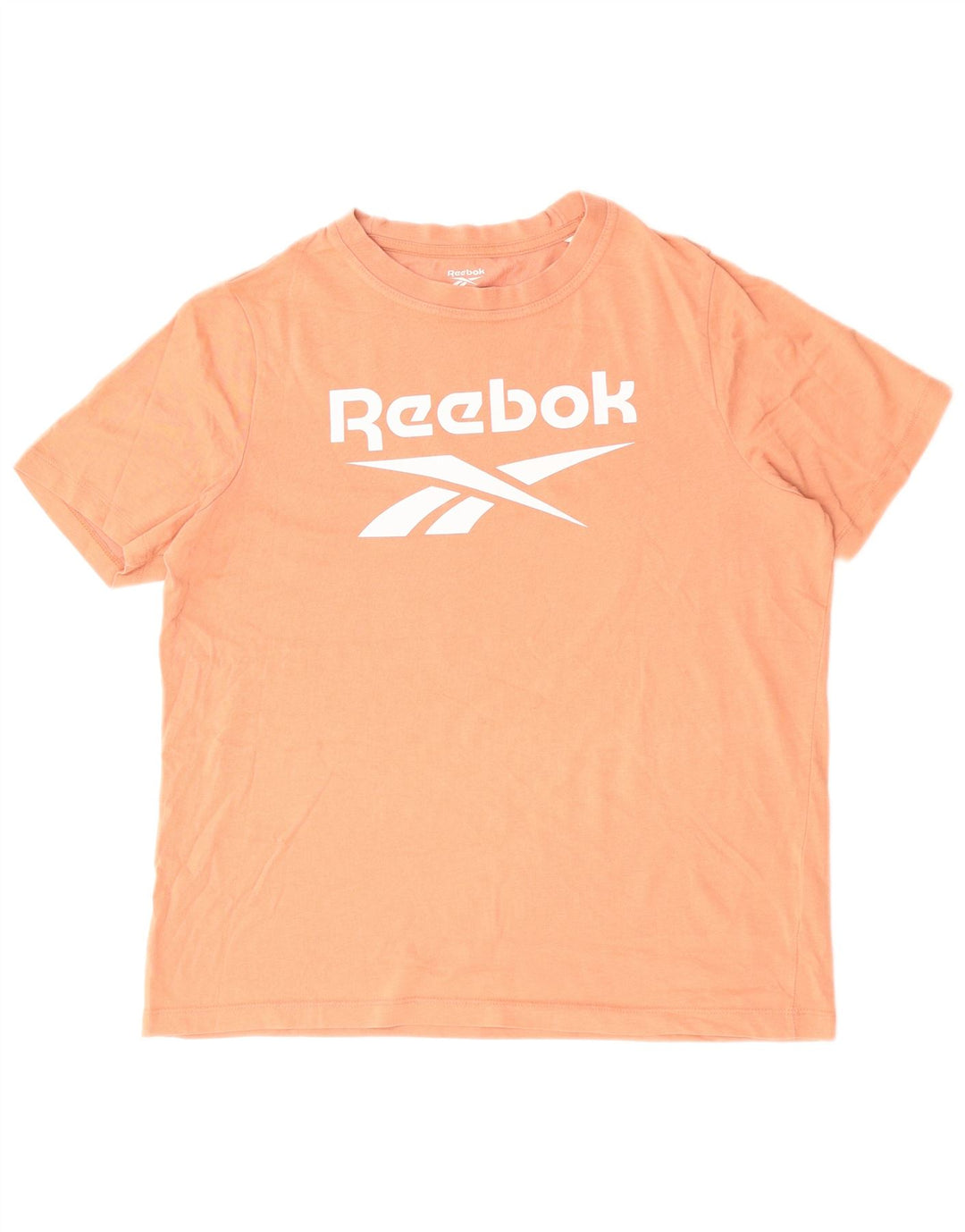 REEBOK Dame Grafisk T-Shirt Top UK 16 Stor Orange Bomuld