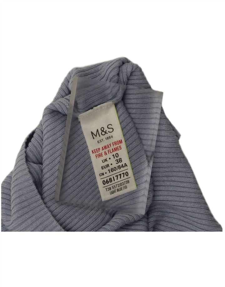 Marks & Spencer Dametop Langærmet UK 10 Small Blue Viscose