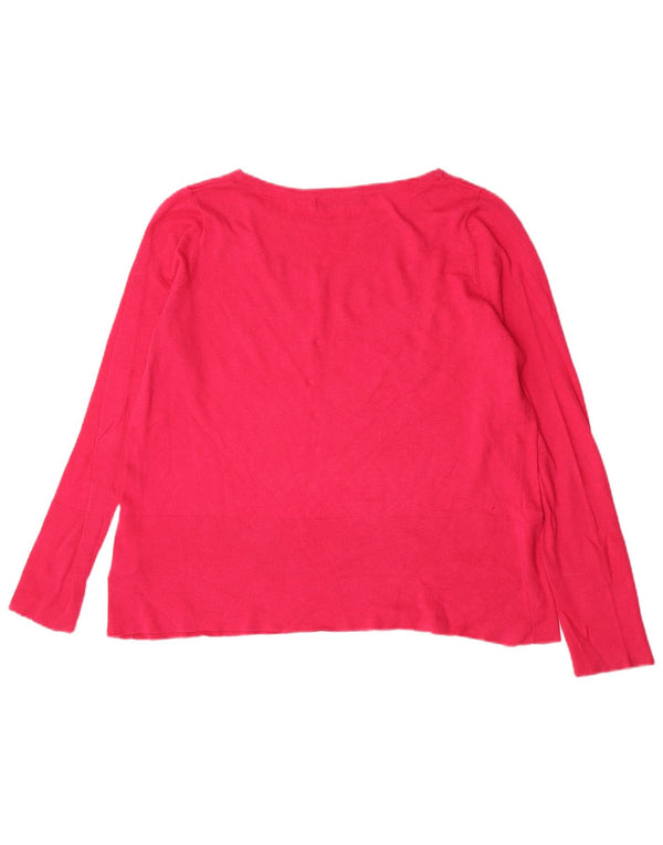 Marks & Spencer Dame Boat Neck Jumper Sweater Uk 14 Large Pink Bomuld