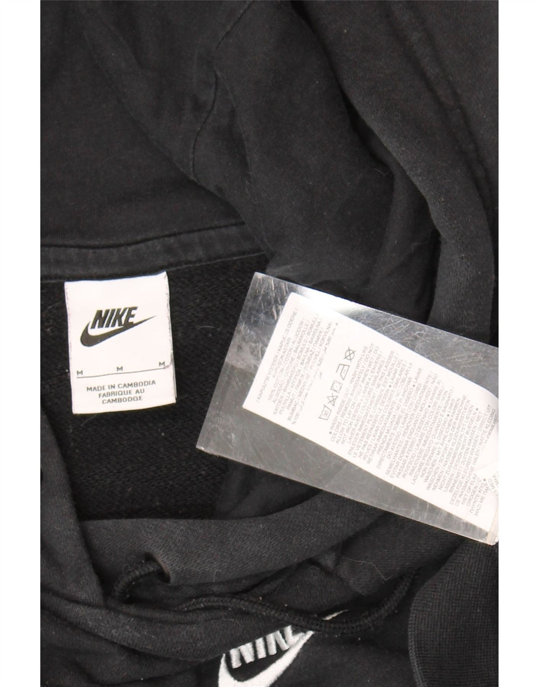 NIKE Womens Crop Oversized Hoodie Jumper UK 14 Medium Black Cotton