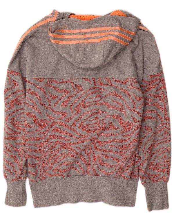 Adidas drenge Climalite grafisk hættetrøje med lynlås 14-15 år grå bomuld