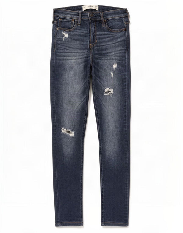 Hollister Womens Distressed Slim Jeans US 7 Medium W28 L26 Navy Blue