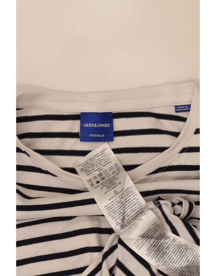 Jack & Jones Herre T-shirt Top Stor hvid stribet bomuld
