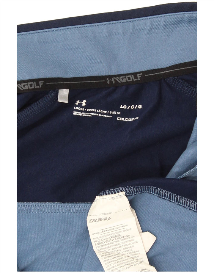 Under Armour Herre Cold Gear Pullover Træningsdragt Top Stor Blå Colourblock