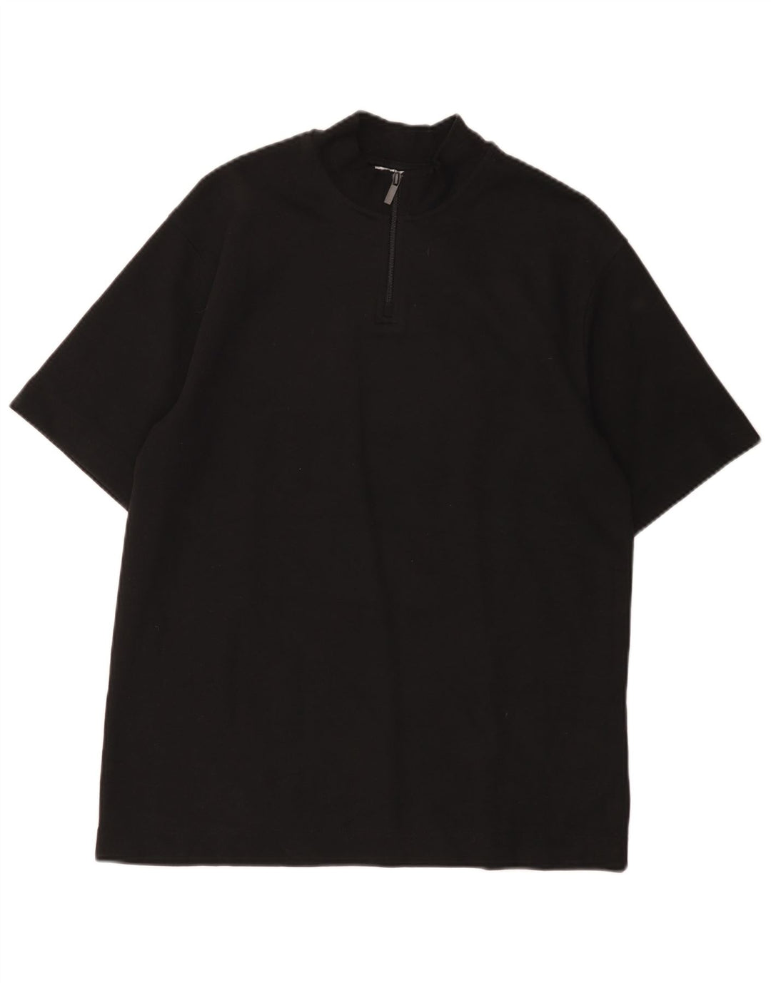 Zara T-shirt med lynlås til kvinder DK 14 Medium Sort bomuld