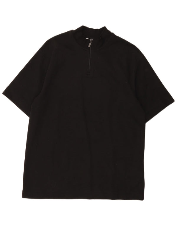 Zara T-shirt med lynlås til kvinder DK 14 Medium Sort bomuld