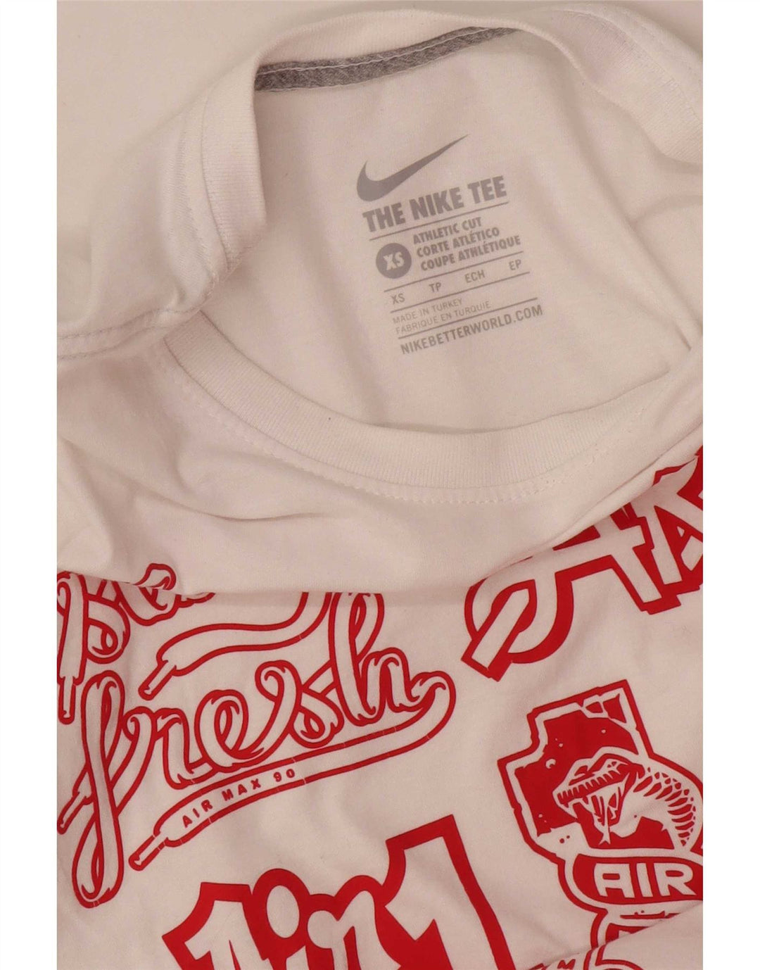 Nike Herre Athletic Cut Grafisk T-Shirt Top XS Hvid