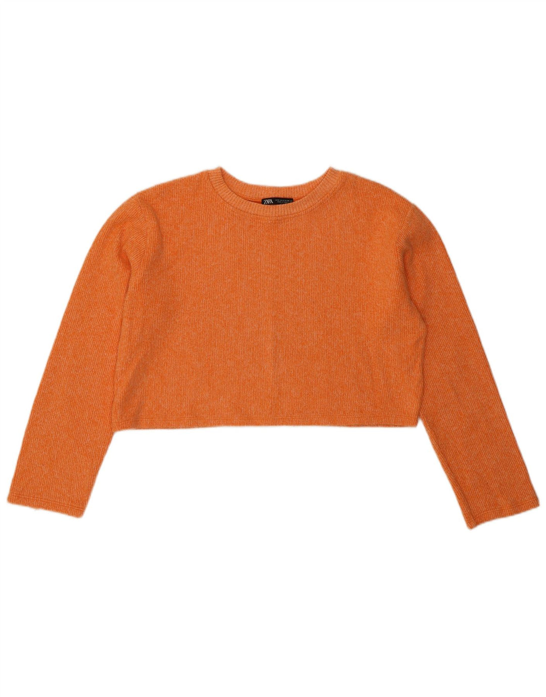 Zara Womens Crop Oversized Top Langærmet UK 10 Small Orange