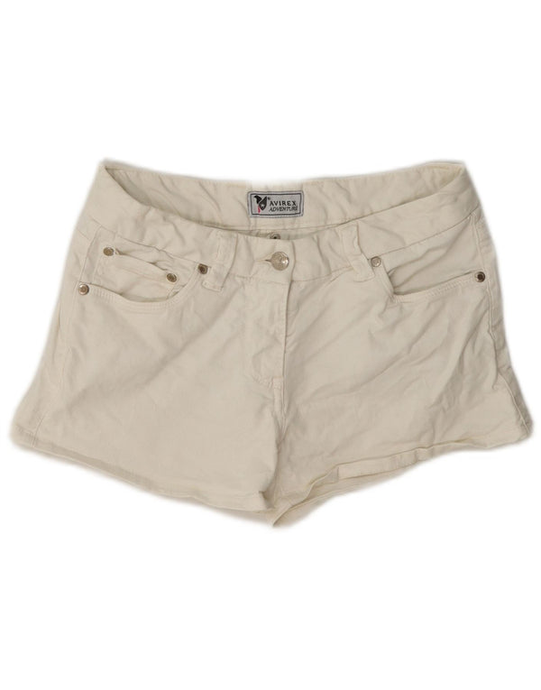 Avirex Womens Denim Shorts EU 40 Medium W27 Off White Cotton