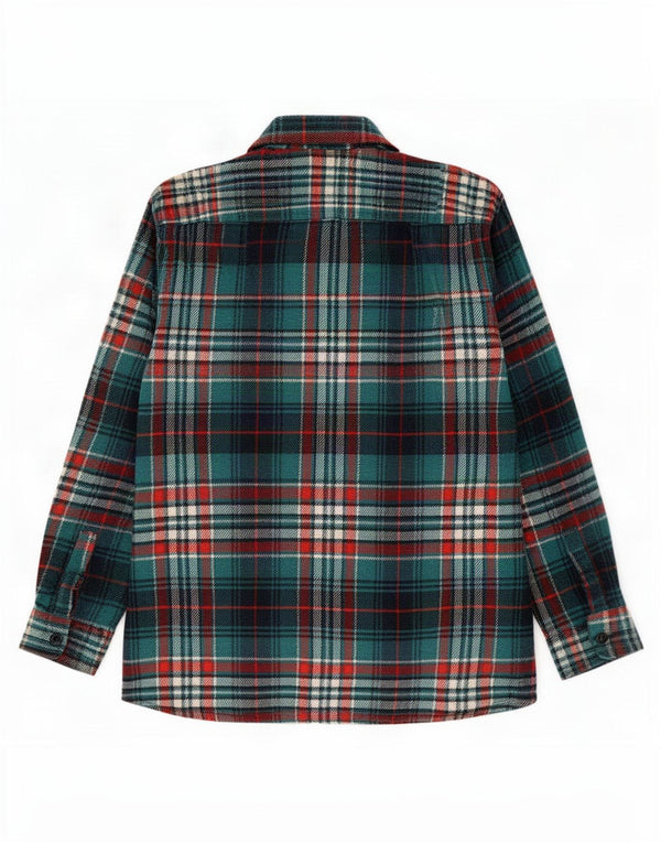 Vintage Herre Flanelskjorte Stor Grøn Plaid