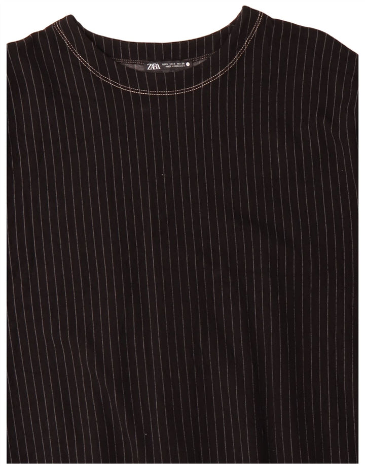 Zara Kvinders Kortærmede Teltkjole UK 10 Small Black Colourblock