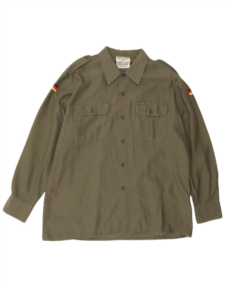 Vintage herreskjorte str. 43/44 XL Khaki Polyester
