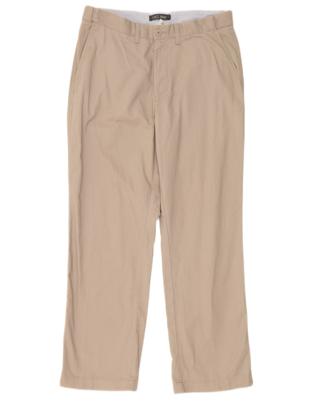 Marks & Spencer Straight Chino-bukser til mænd W36 L31 Grå polyester