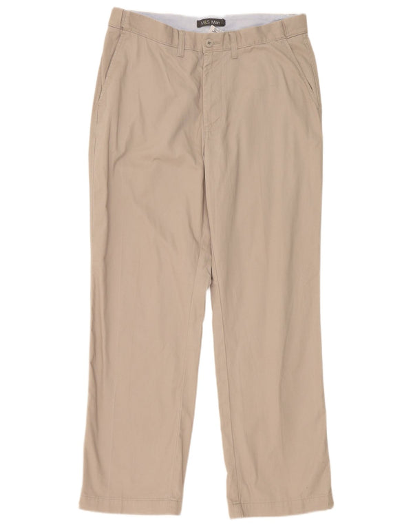 Marks & Spencer Straight Chino-bukser til mænd W36 L31 Grå polyester