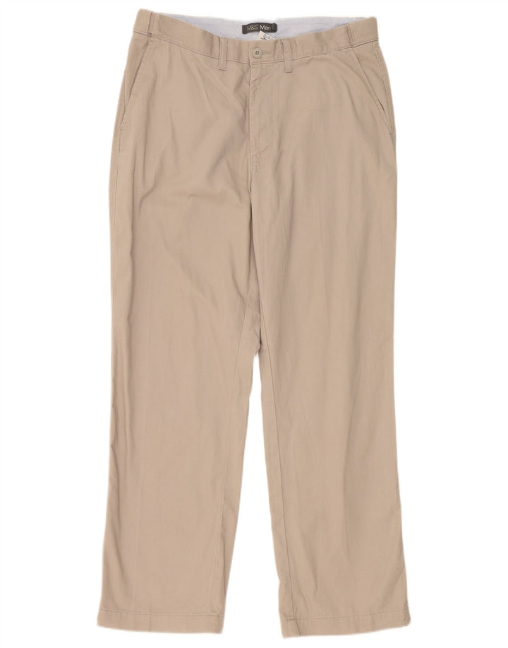 Marks & Spencer Straight Chino-bukser til mænd W36 L31 Grå polyester
