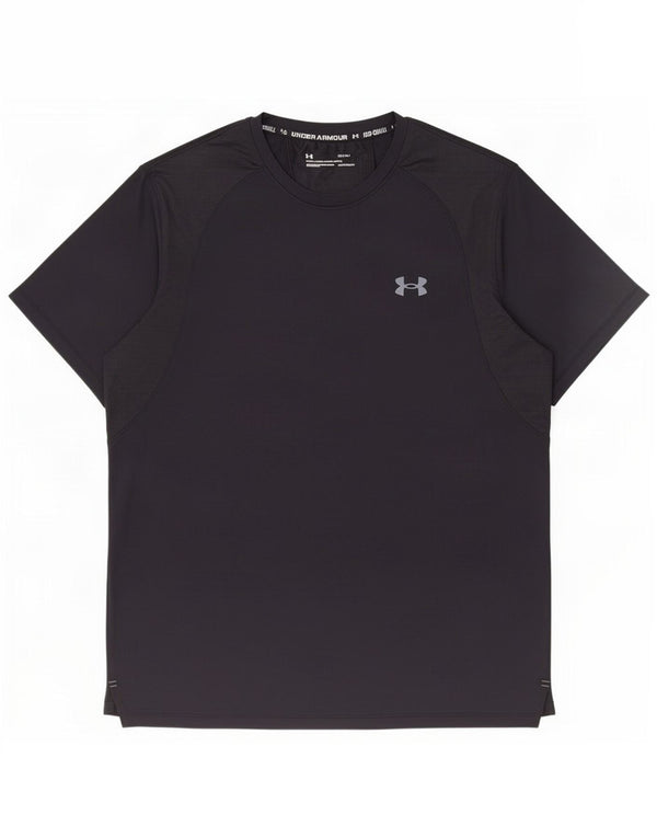 Under Armour Herre T-Shirt Top Large Navy Blue Colourblock Nylon