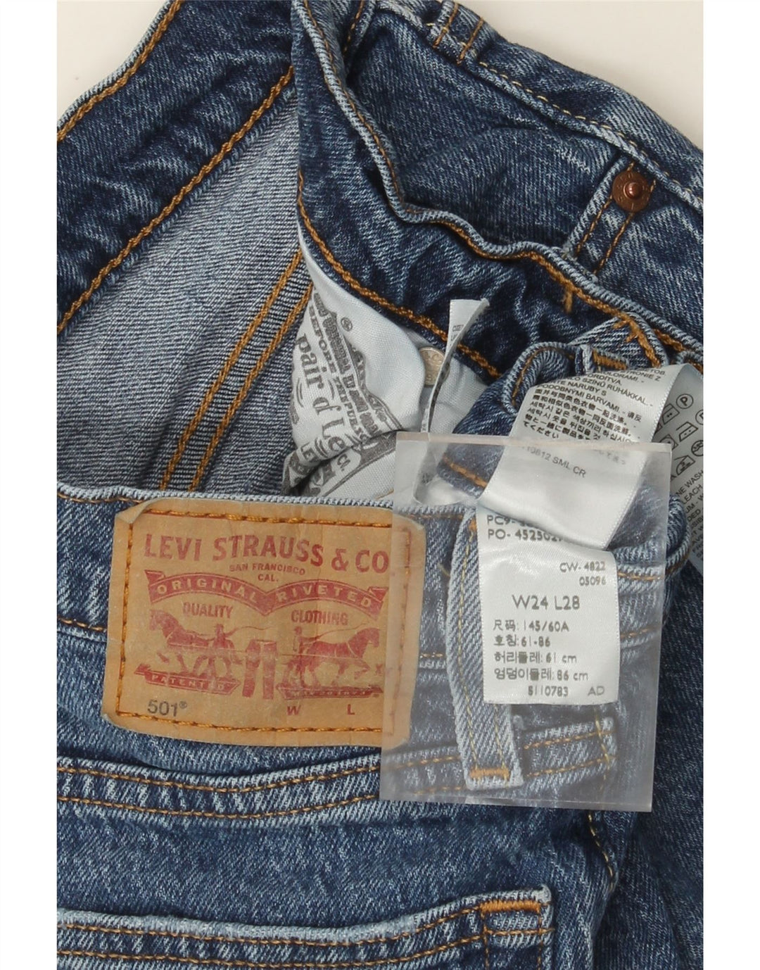 Levi's Dame 501 Straight Jeans W24 L28 Blå Bomuld