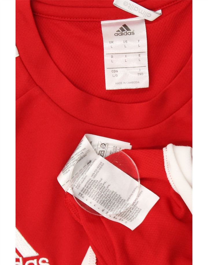 Adidas Herre Climalite T-Shirt Top Stor Rød Colourblock Polyester