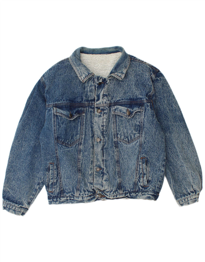 Vintage Herre Sherpa denimjakke IT 48 Medium Blue Cotton