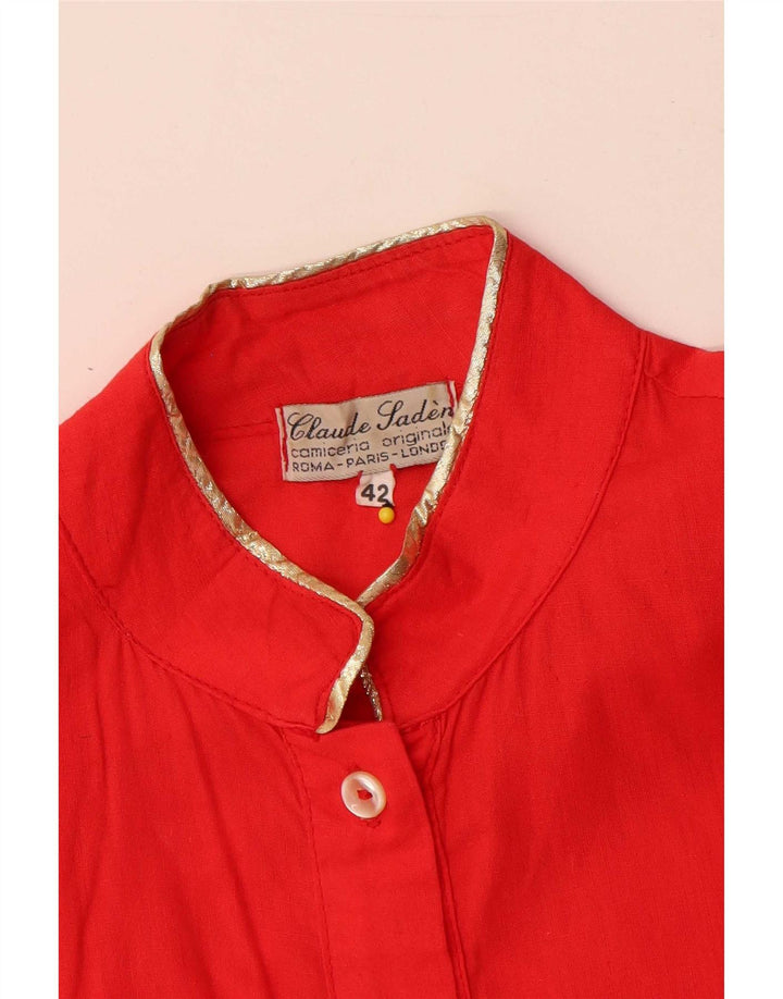 Vintage kortærmet skjorte til kvinder IT 42 Medium Rød