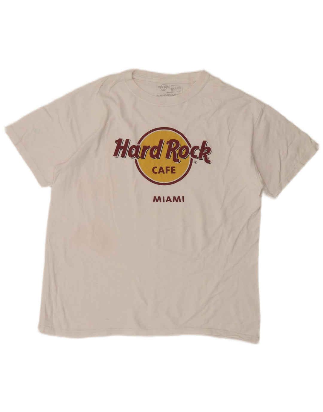 Hard Rock Dame Miami Grafisk T-Shirt Top UK 14 Medium Hvid Bomuld