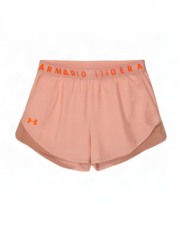 Under Armour Dame Heat Gear Graphic Sports Shorts UK 14 Medium Pink