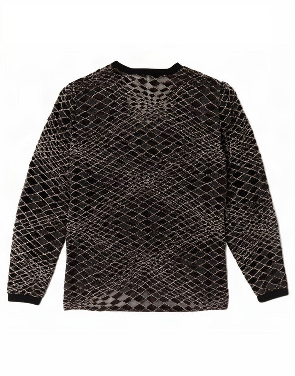Elisa Landri Dame See Through Bluse Top UK 16 Large Black Geometric