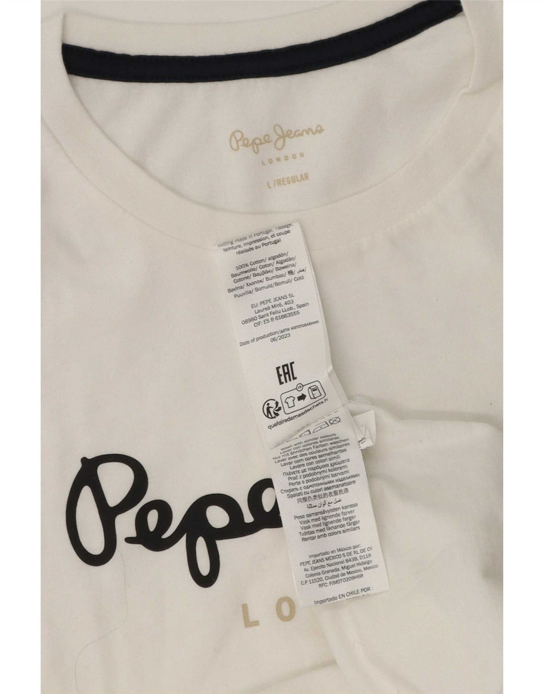 PEPE Jeans Herre Regular Fit Grafisk T-shirt Top Stor hvid bomuld