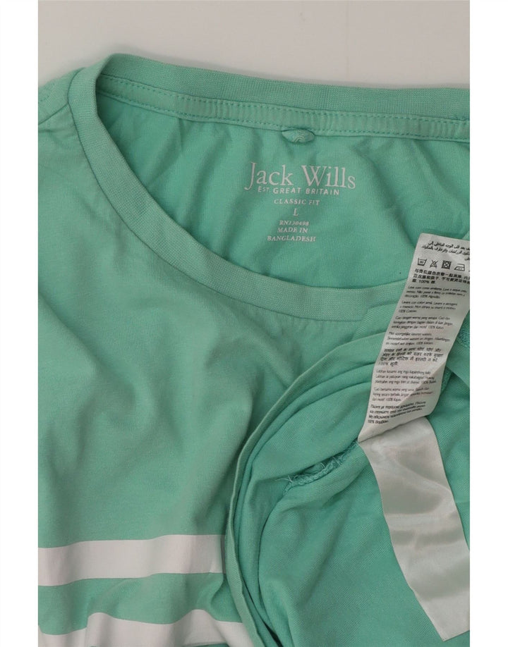 JACK WILLS Herre Classic Fit Grafisk T-Shirt Top Stor Grøn Bomuld