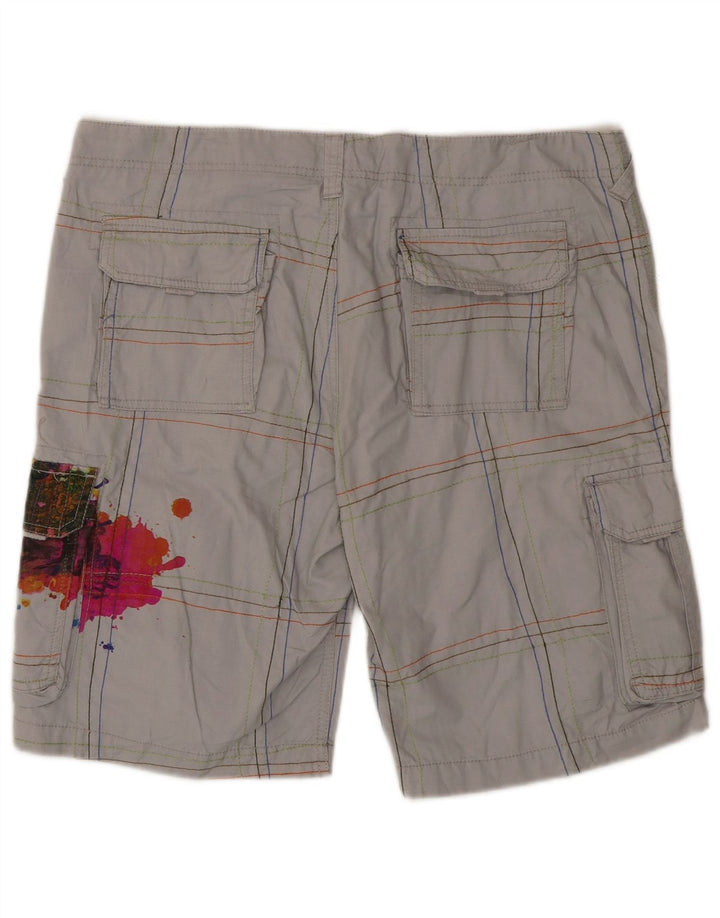 Desigual Herre Graphic Cargo Shorts W36 Large Grey Ternet Bomuld