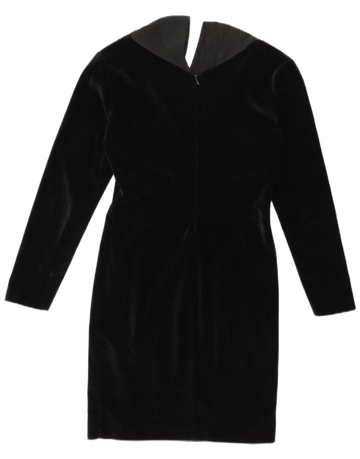 DE PIETRI Womens Velvet Shift Dress IT 46 Large Black Colourblock