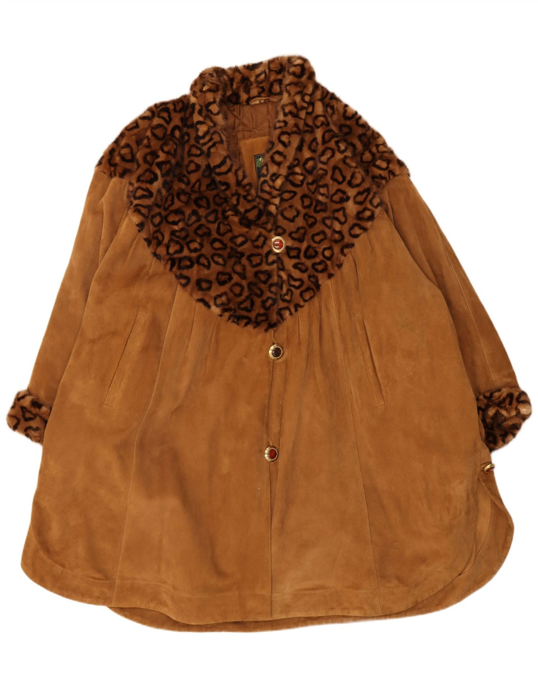 Vintage oversized ruskindsfrakke IT 44 Medium Brown Animal Print