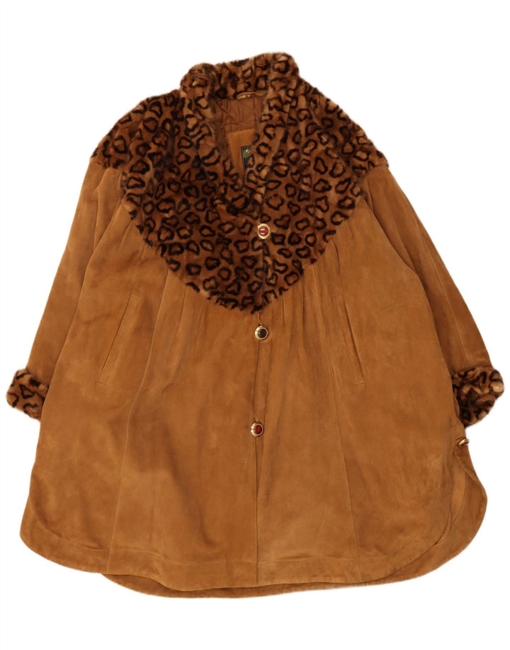 Vintage oversized ruskindsfrakke IT 44 Medium Brown Animal Print