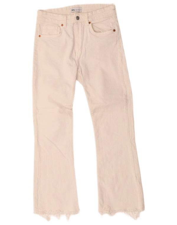 Zara Dame Bootcut Jeans EU 38 Small W28 L25 Hvid Bomuld