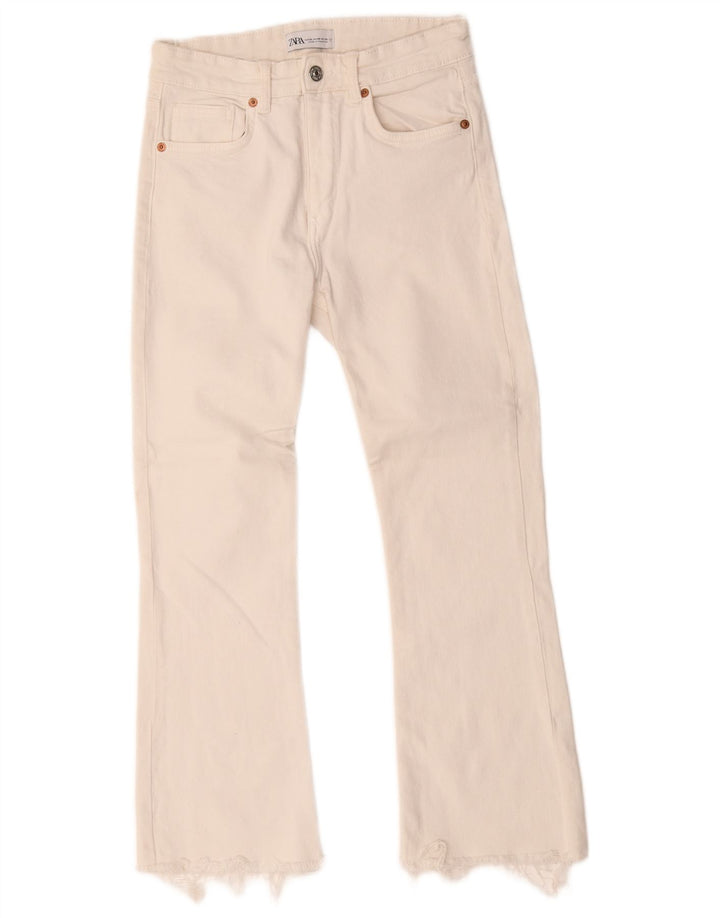 Zara Dame Bootcut Jeans EU 38 Small W28 L25 Hvid Bomuld