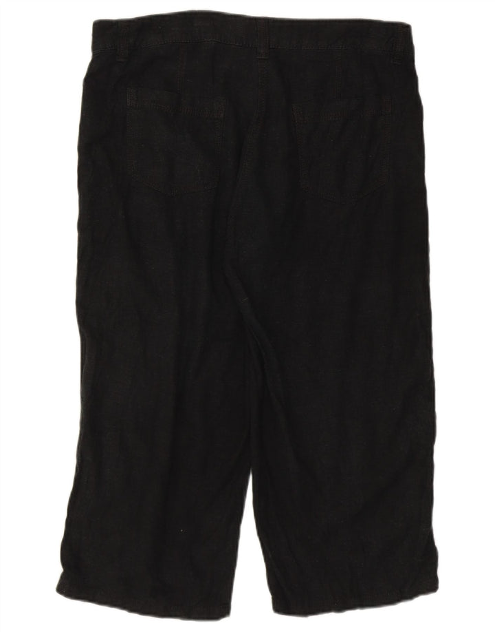 Marks & Spencer Dame Capri Bukser UK 12 Medium W32 Black Linen