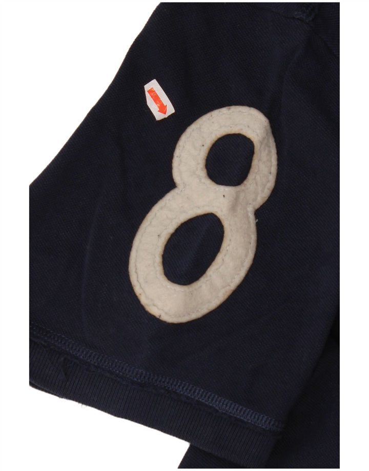 TOMMY HILFIGER Mens Graphic Polo Shirt Medium Navy Blue Cotton