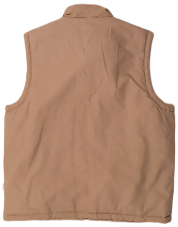 Vintage Herre Utility Gilet UK 42 XL Beige Polyester