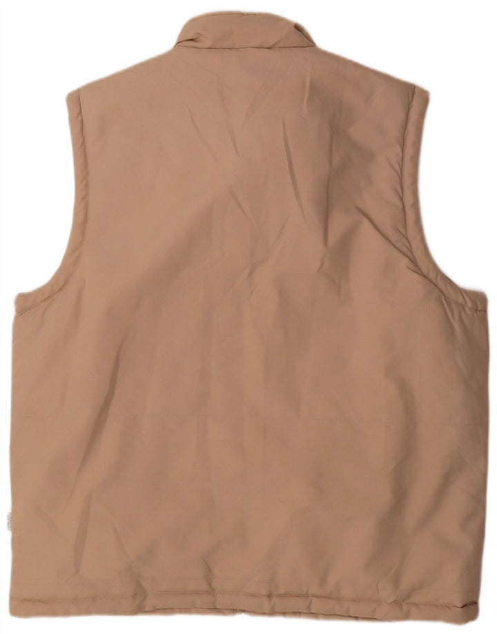 Vintage Herre Utility Gilet UK 42 XL Beige Polyester