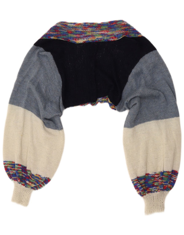 Vintage Womens Crop Bolero Jumper UK 14 Medium Flerfarvet Colourblock