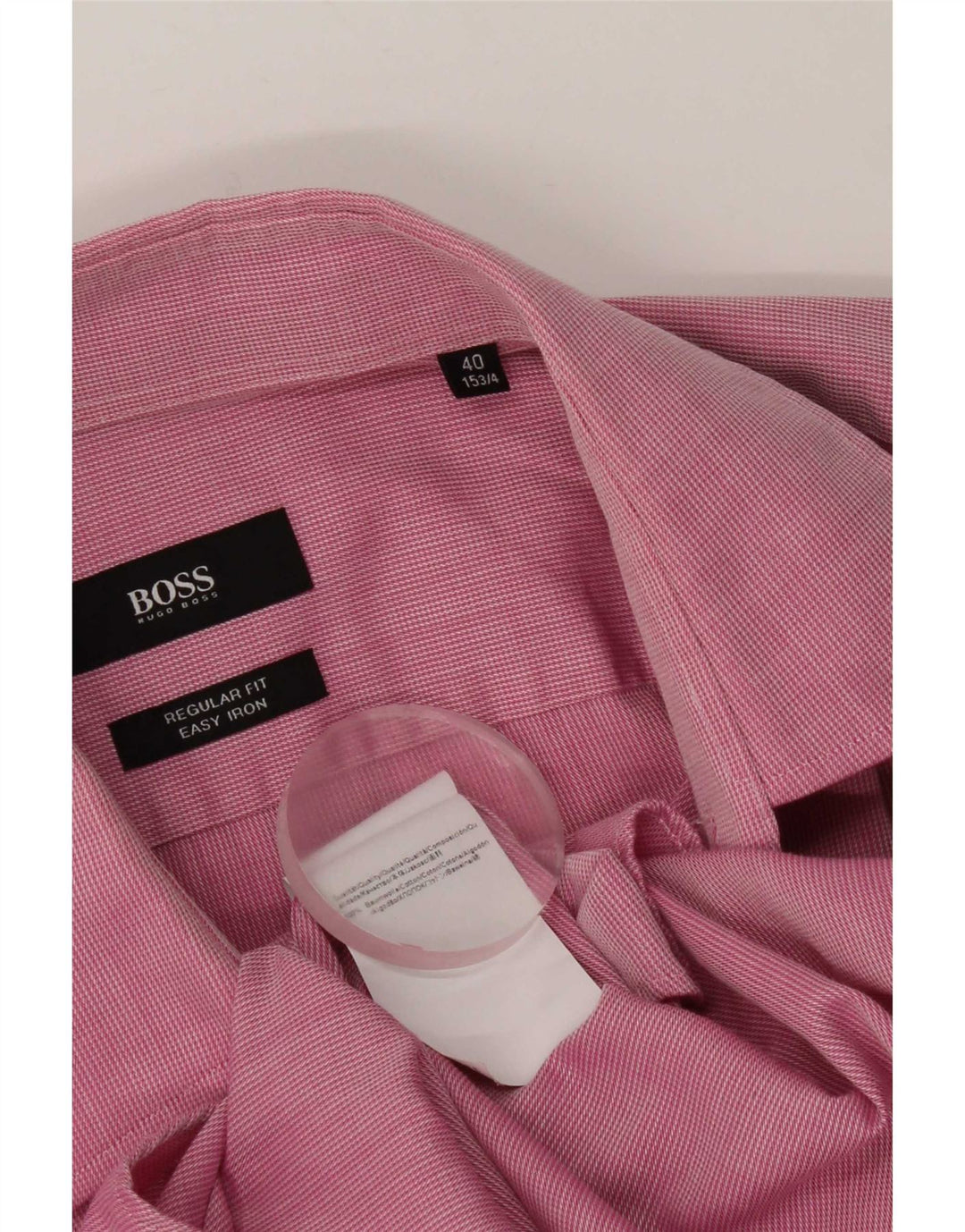 Hugo Boss Herre Regular Fit Skjorte Størrelse 40 15 1/2 Medium Pink Bomuld